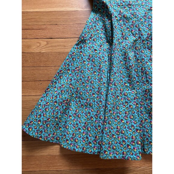 Betsey Johnson 90s Vintage Rockabilly Bustier Corset Blue Floral Print Dress 6 - Picture 3 of 8